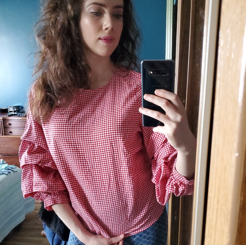 Red and White Gingham Shirt
